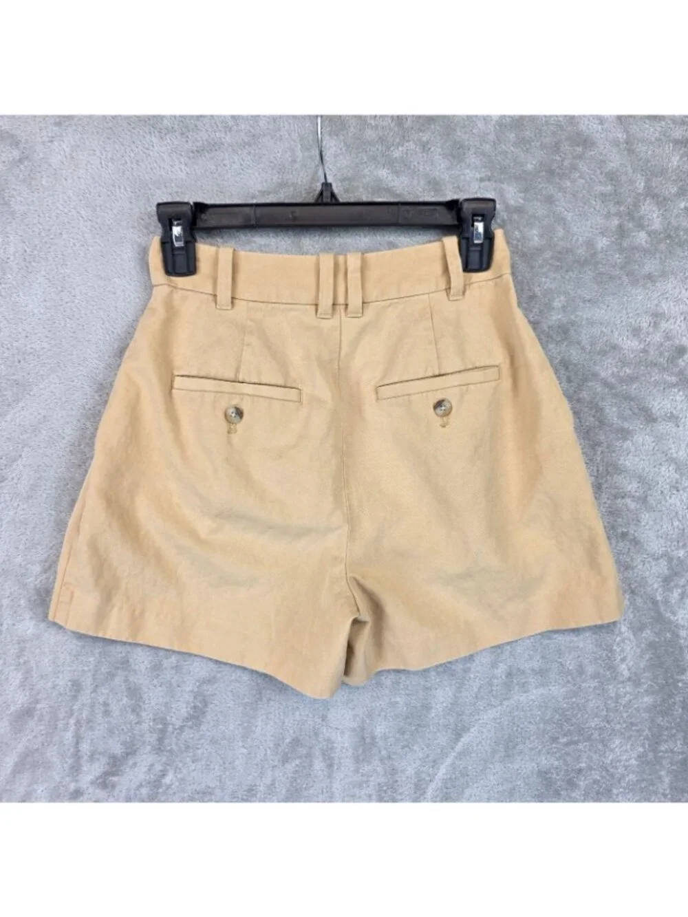 Madewell Shorts Womens 00 Beige Linen Blend Pleated Chino Twill High Rise Casual